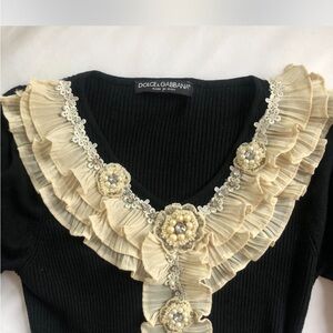 Dolce & Gabbana Black Ribbed Knit Top